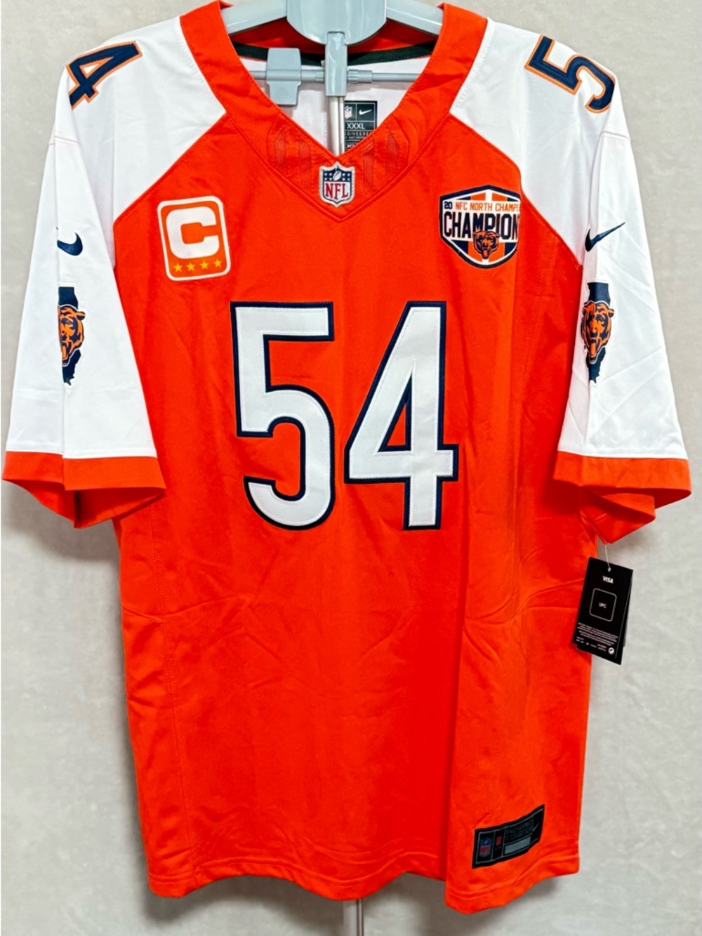 Nike Men’s Orange NFL #54 Urlacher Champion Patch Football Jersey